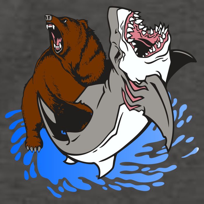 Bear Attacking Shark Vector Backpack