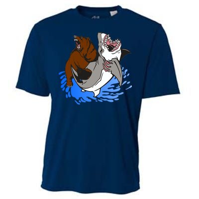 Bear Attacking Shark Cooling Performance Crew T-Shirt