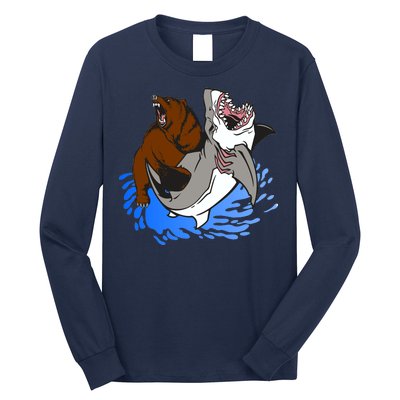 Bear Attacking Shark Long Sleeve Shirt