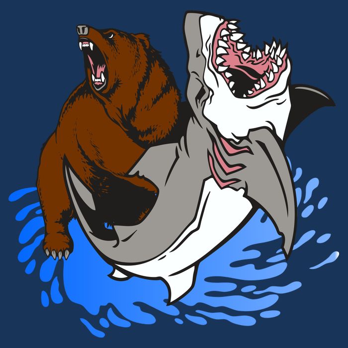 Bear Attacking Shark Tall T-Shirt