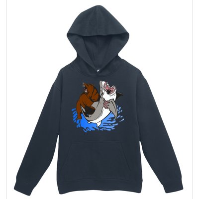 Bear Attacking Shark Urban Pullover Hoodie