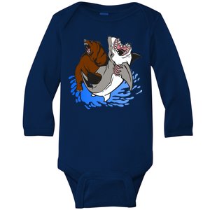 Bear Attacking Shark Baby Long Sleeve Bodysuit