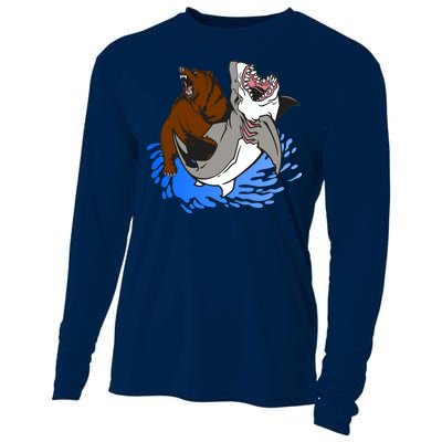 Bear Attacking Shark Cooling Performance Long Sleeve Crew