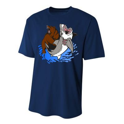 Bear Attacking Shark Performance Sprint T-Shirt