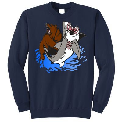 Bear Attacking Shark Tall Sweatshirt