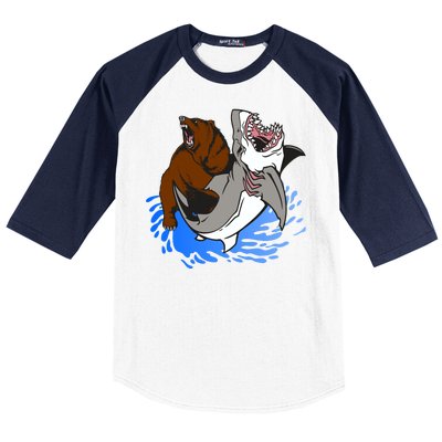 Bear Attacking Shark Baseball Sleeve Shirt