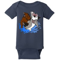 Bear Attacking Shark Baby Bodysuit