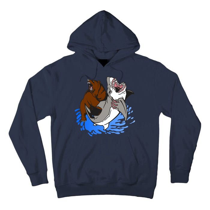 Bear Attacking Shark Tall Hoodie