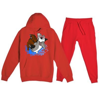 Bear Attacking Shark Premium Hooded Sweatsuit Set