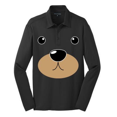 Bear Costume Face Silk Touch Performance Long Sleeve Polo