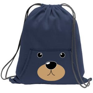 Bear Costume Face Sweatshirt Cinch Pack Bag