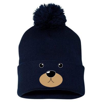 Bear Costume Face Pom Pom 12in Knit Beanie