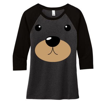 Bear Costume Face Women's Tri-Blend 3/4-Sleeve Raglan Shirt