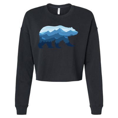 Bear Double Exposure Surreal Wildlife Cropped Pullover Crew