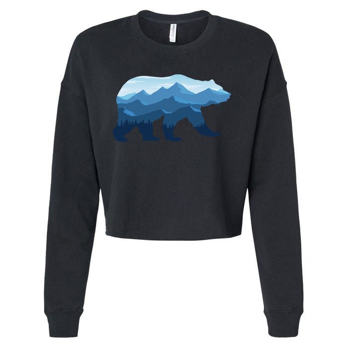Bear Double Exposure Surreal Wildlife Cropped Pullover Crew