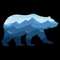 Bear Double Exposure Surreal Wildlife Cropped Pullover Crew
