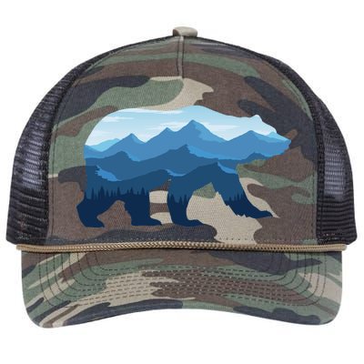 Bear Double Exposure Surreal Wildlife Retro Rope Trucker Hat Cap