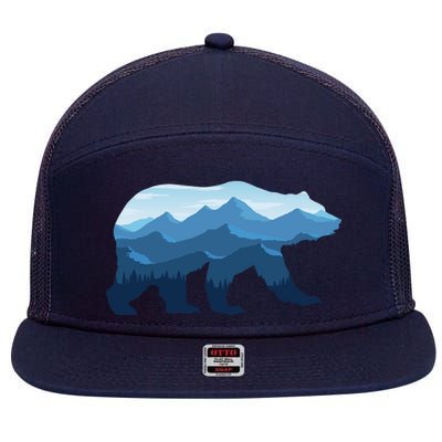 Bear Double Exposure Surreal Wildlife 7 Panel Mesh Trucker Snapback Hat