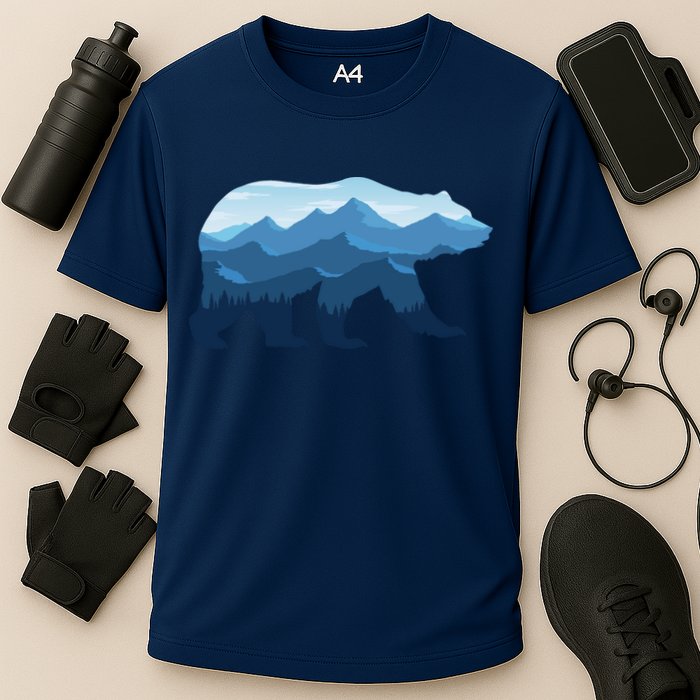 Bear Double Exposure Surreal Wildlife Cooling Performance Crew T-Shirt