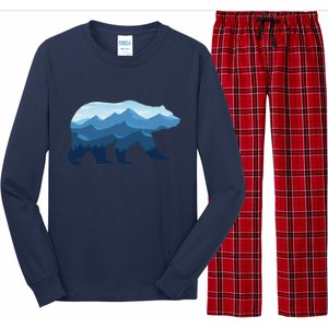 Bear Double Exposure Surreal Wildlife Long Sleeve Pajama Set