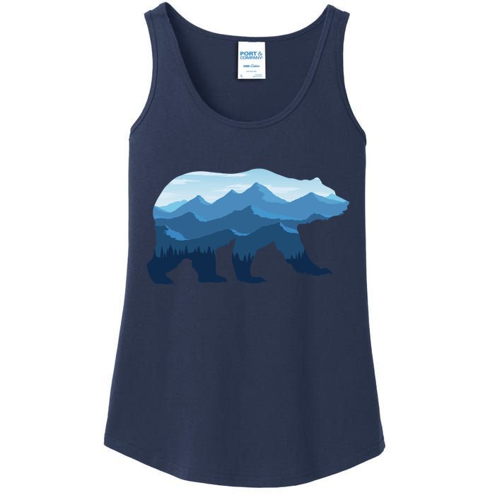 Bear Double Exposure Surreal Wildlife Ladies Essential Tank