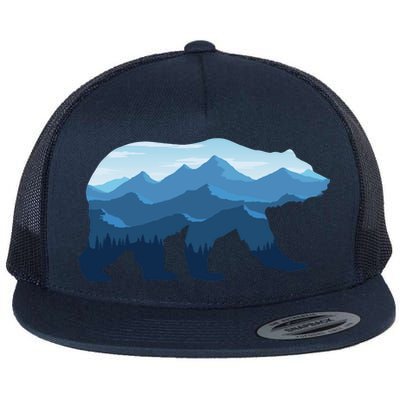 Bear Double Exposure Surreal Wildlife Flat Bill Trucker Hat