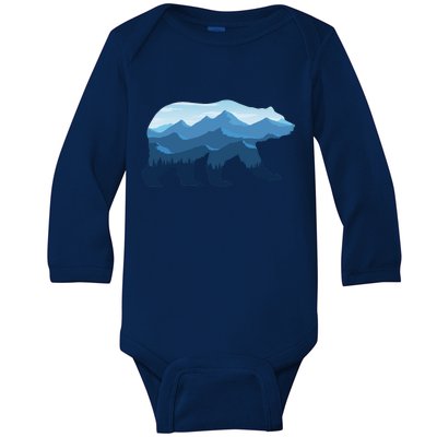 Bear Double Exposure Surreal Wildlife Baby Long Sleeve Bodysuit