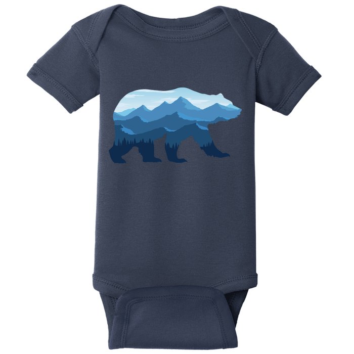 Bear Double Exposure Surreal Wildlife Baby Bodysuit