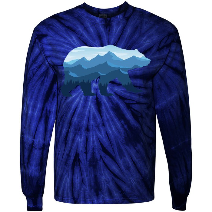 Bear Double Exposure Surreal Wildlife Tie-Dye Long Sleeve Shirt