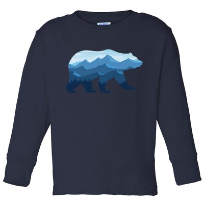 Bear Double Exposure Surreal Wildlife Toddler Long Sleeve Shirt