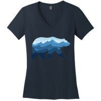 Bear Double Exposure Surreal Wildlife Women's V-Neck T-Shirt