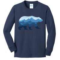 Bear Double Exposure Surreal Wildlife Kids Long Sleeve Shirt