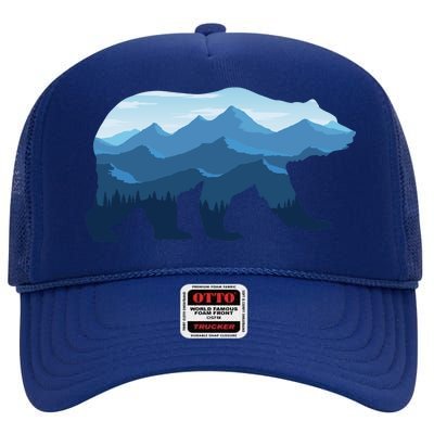 Bear Double Exposure Surreal Wildlife High Crown Mesh Back Trucker Hat