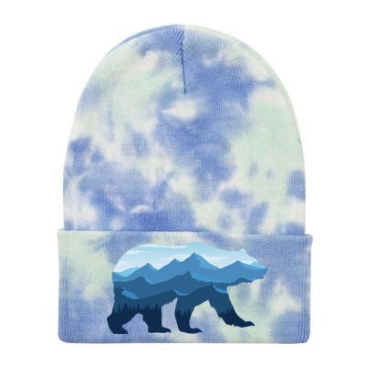 Bear Double Exposure Surreal Wildlife Tie Dye 12in Knit Beanie