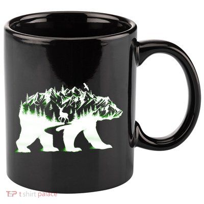 Bear Forest Deer Wilderness Mountains 11oz C Handle Ceramic Mug