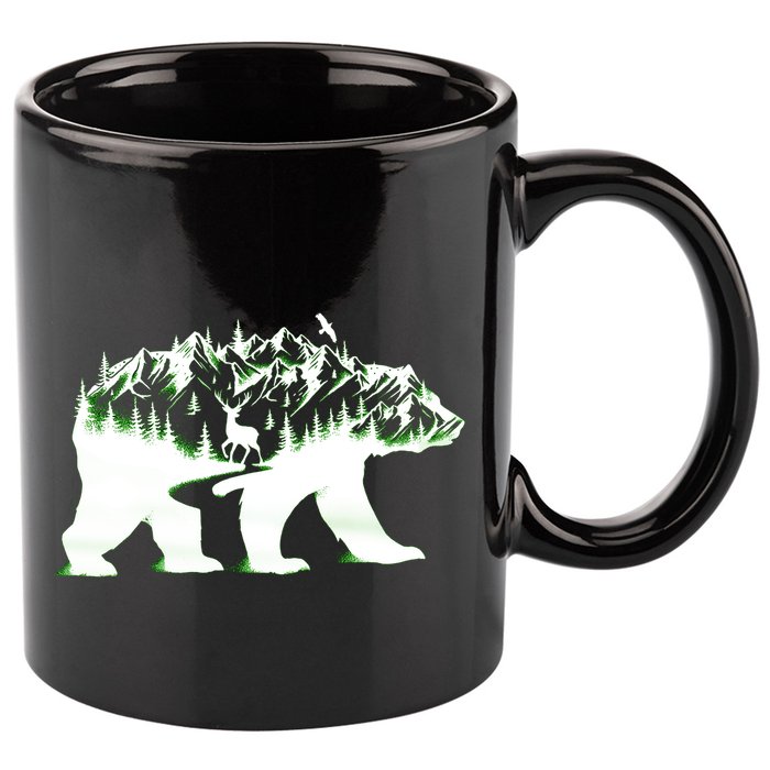 Bear Forest Deer Wilderness Mountains 11oz C Handle Ceramic Mug