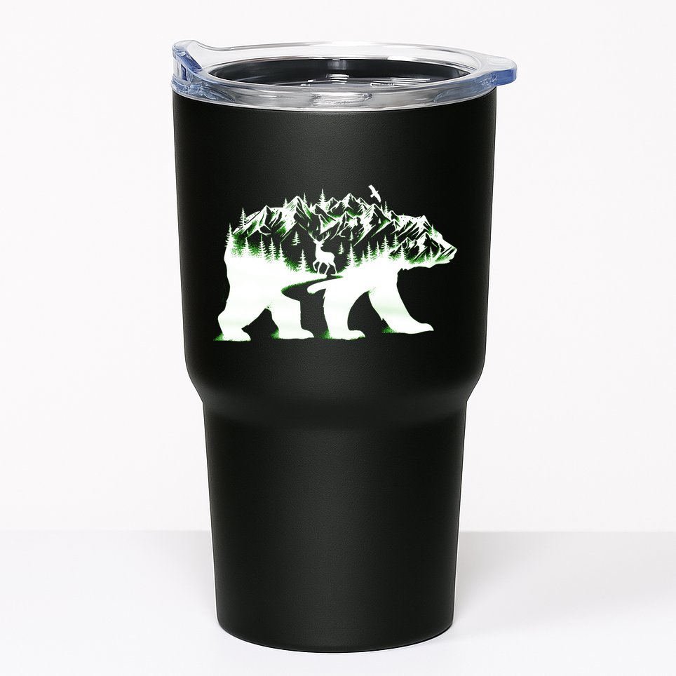 Bear Forest Deer Wilderness Mountains Tumbler