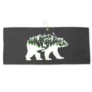 Bear Forest Deer Wilderness Mountains Large Microfiber Waffle Golf Towel