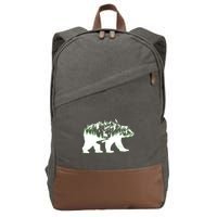 Bear Forest Deer Wilderness Mountains Cotton Canvas Backpack