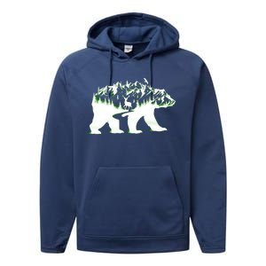 Bear Forest Deer Wilderness Mountains Performance Fleece Hoodie