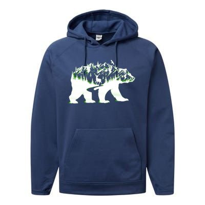 Bear Forest Deer Wilderness Mountains Performance Fleece Hoodie