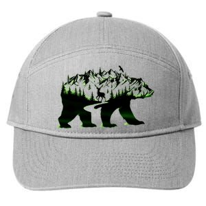 Bear Forest Deer Wilderness Mountains 7-Panel Snapback Hat