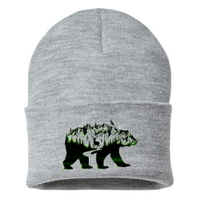 Bear Forest Deer Wilderness Mountains Sustainable Knit Beanie