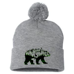 Bear Forest Deer Wilderness Mountains Pom Pom 12in Knit Beanie