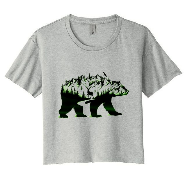 Bear Forest Deer Wilderness Mountains Crop Top