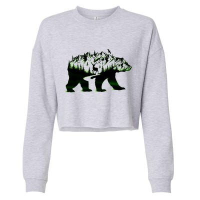 Bear Forest Deer Wilderness Mountains Cropped Pullover Crew
