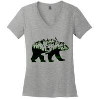 Bear Forest Deer Wilderness Mountains Women's V-Neck T-Shirt