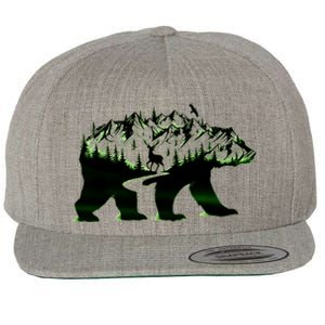 Bear Forest Deer Wilderness Mountains Wool Snapback Cap