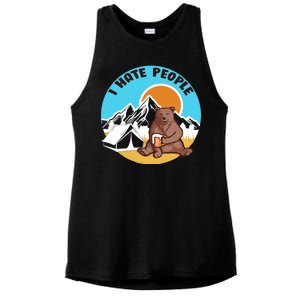 Bear Funny Camping I Hate People Ladies PosiCharge Tri-Blend Wicking Tank