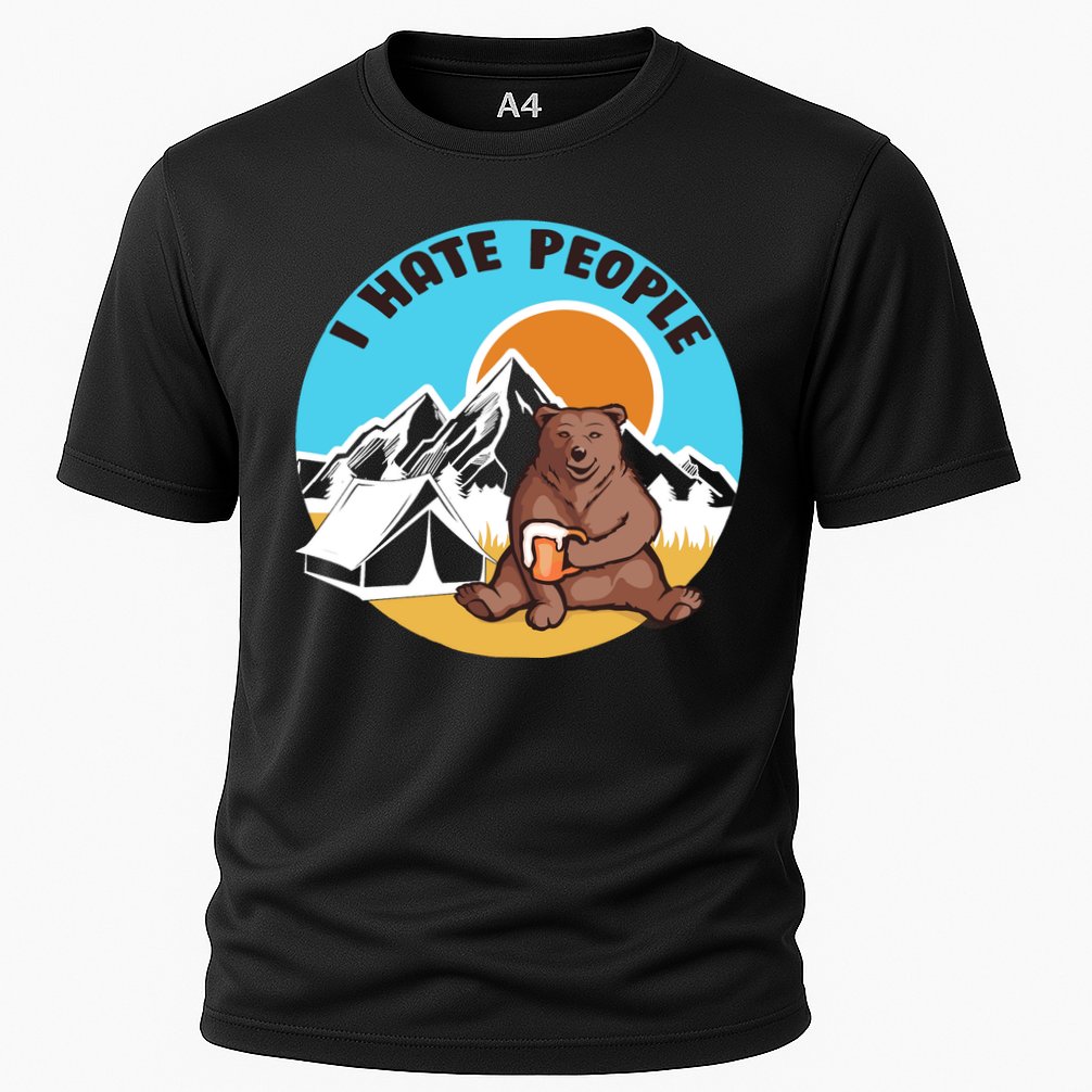 Bear Funny Camping I Hate People Cooling Performance Crew T-Shirt
